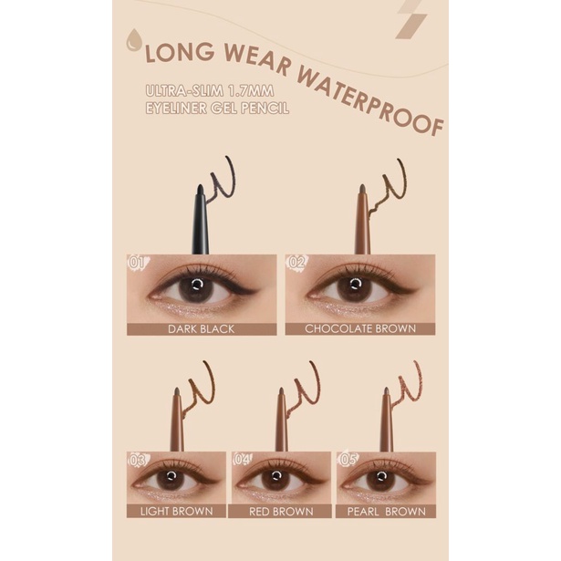 Bút kẻ mắt Focallure 1.7mm chống thấm nước lâu trôi không nhòe tùy chọn màu sắc