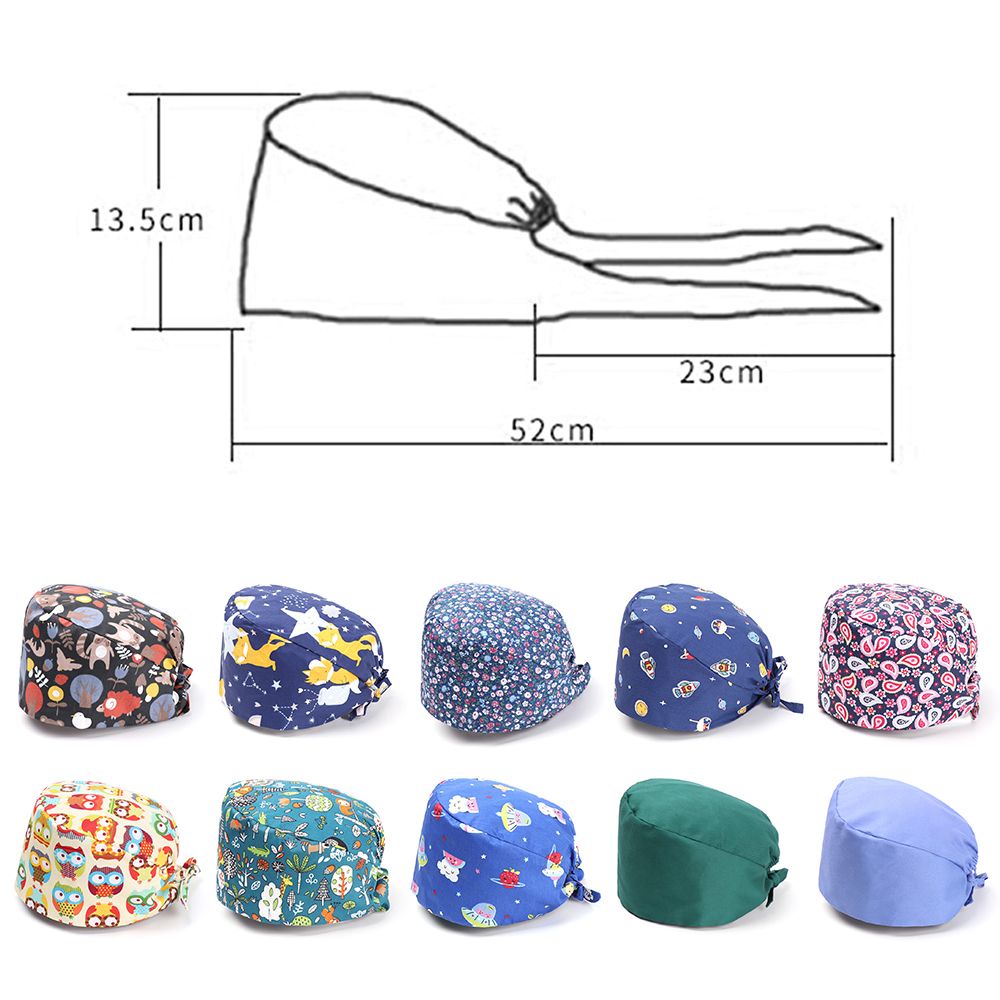 Mũ phẫu thuật vải cotton co giãn màu trơn tùy chỉnh tiện dụng cho bác sĩ/ y tá