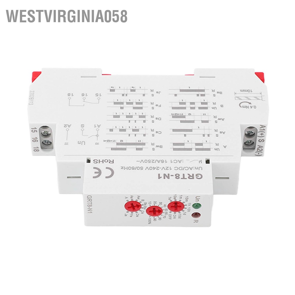 Westvirginia058 Chuyển tiếp thời gian đa chức năng 0 1 giây đến 10 ngày Điều chỉnh độ chính xác cao Công tắc hẹn giờ với chỉ báo AC DC 12‑240V