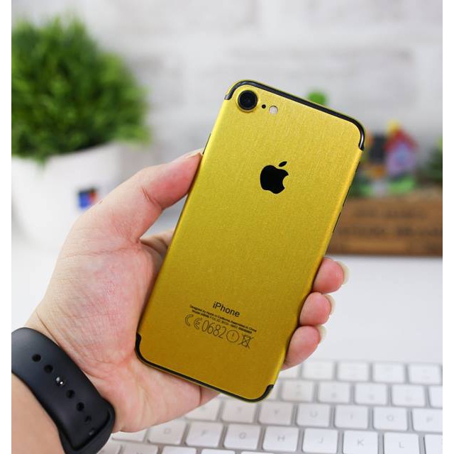 skin dán iphone màu vàng gold có chữ imei bộ trước, sau, viền