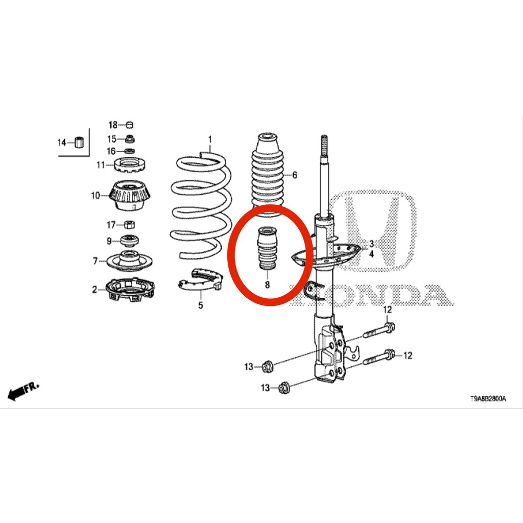 [CHÍNH HÃNG] CAO SU GIỚI HẠN PHUỘC / CAO SU GIẢM CHẤN PHUỘC TRƯỚC HONDA CITY 2014-2020 51722-T5A-J02 (ĐVT: 1 CÁI)