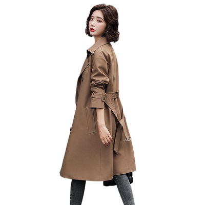 Áo khoác gió kaki mẫu mới mùa thu 2020 Áo khoác nữ dáng dài vừa và dài áo khoác xuân thu phong cách Anh