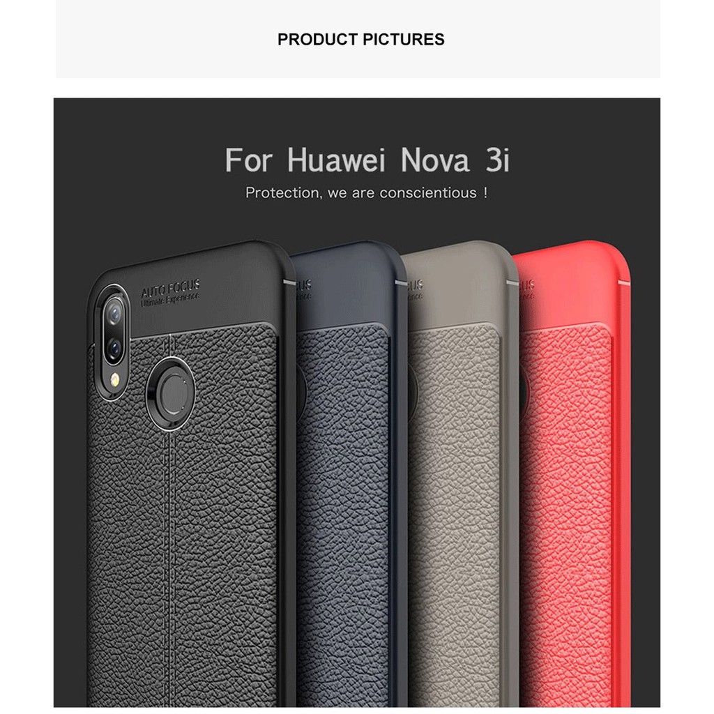 Ốp Lưng Auto Focus Vân Da Cho Huawei Nova 3i