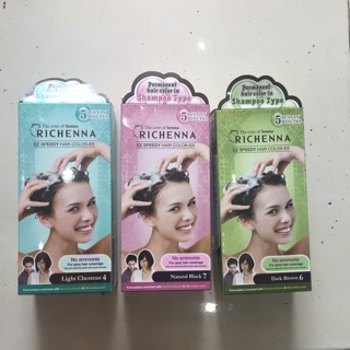 3 hộp thuốc nhuộm tóc richenna dạng gội