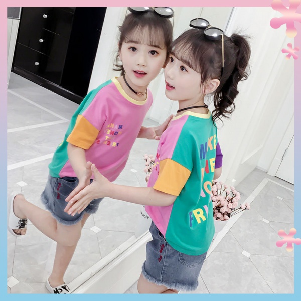 Áo Thun Mùa Hè Tay Ngắn Phong Cách Phương Tây Thời Trang Mới 2022 Dành Cho Bé Gái Trung Niên