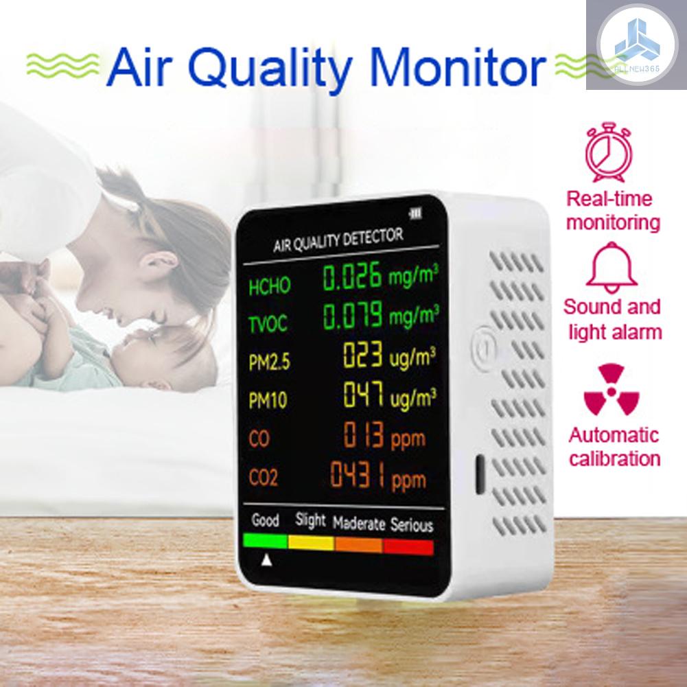Máy Phát Hiện Chất Lượng Khí CO2 Đa Năng PM2.5 PM10 HCHO TVOC CO2 Màn Hình LCD Tiện Dụng VN26