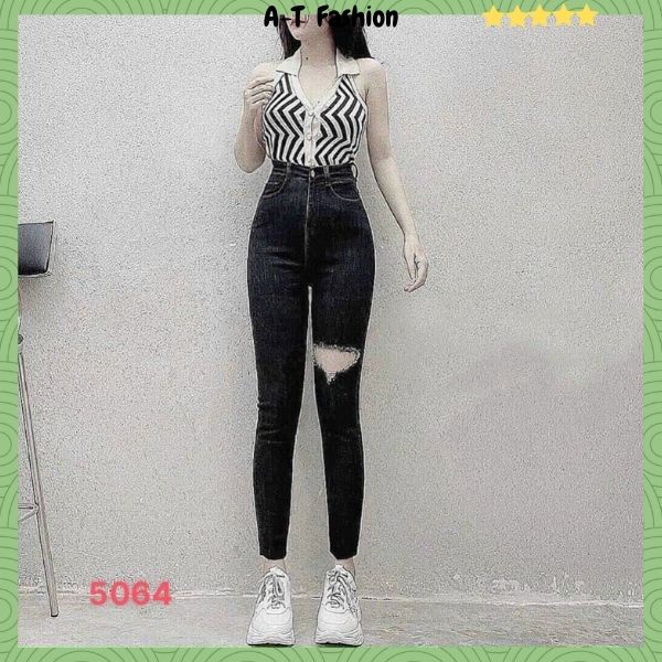 Quần Jean Nữ mẫu mới (kèm hình thật) ❤️A-T Fashion❤️ Quần Bò Nữ rách cạp cao thời trang hiện đại trẻ trung - QJN5064