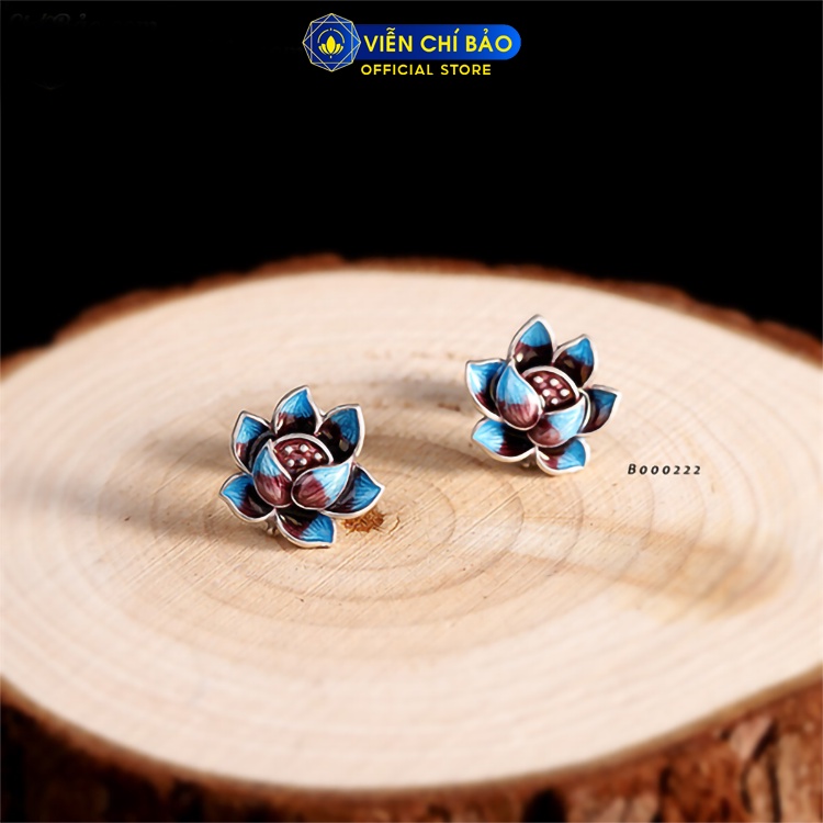 Bông tai bạc nữ Nguyệt Liên Hoa chất liệu bạc Thái 925 thời trang phụ kiện trang sức nữ Viễn Chí Bảo B000222