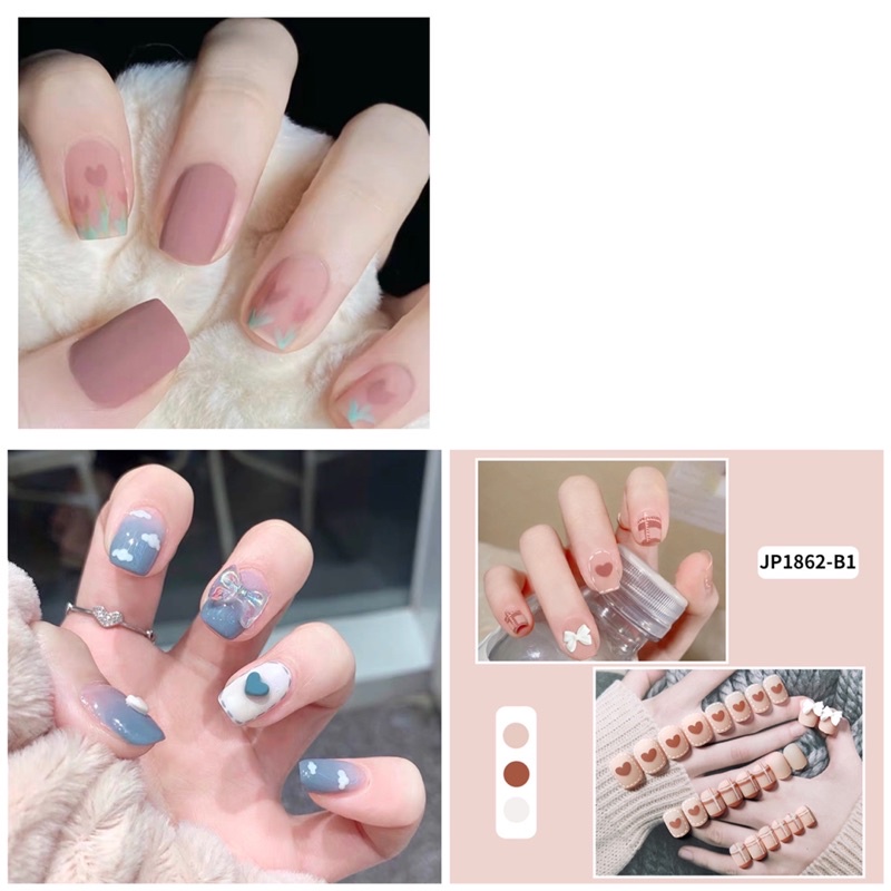 Móng tay giả xinh đính đá dễ thương cho nữ