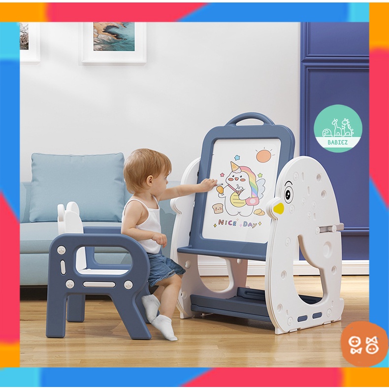 Bảng Vẽ Viết Từ Cho Bé Đa Năng Kèm Bàn Học Và Giá Sách Hình Chim Cánh Cụt Penguin Đáng Yêu Nhiều Màu Cho Bé
