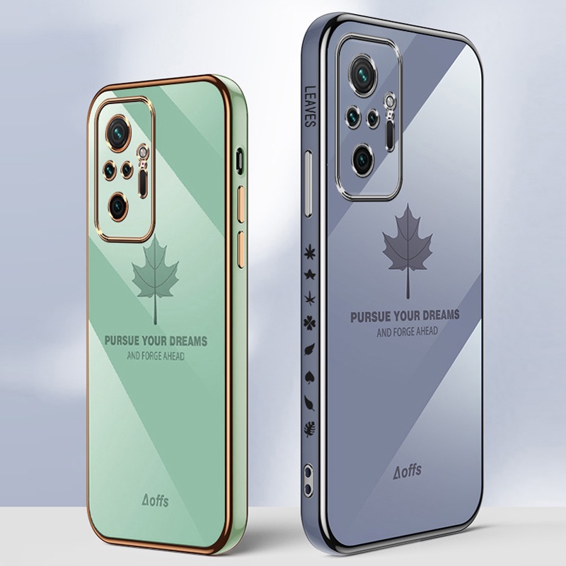 Ốp Điện Thoại Viền Vuông Mềm Họa Tiết Lá Phong Hoạt Hình 6D Cho Xiaomi Redmi Note 10 10S 9S 8 Pro 7