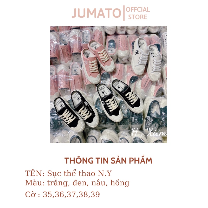 Giày sục thể thao nữ thêu chữ N.Y đế cao 3cm JUMATO