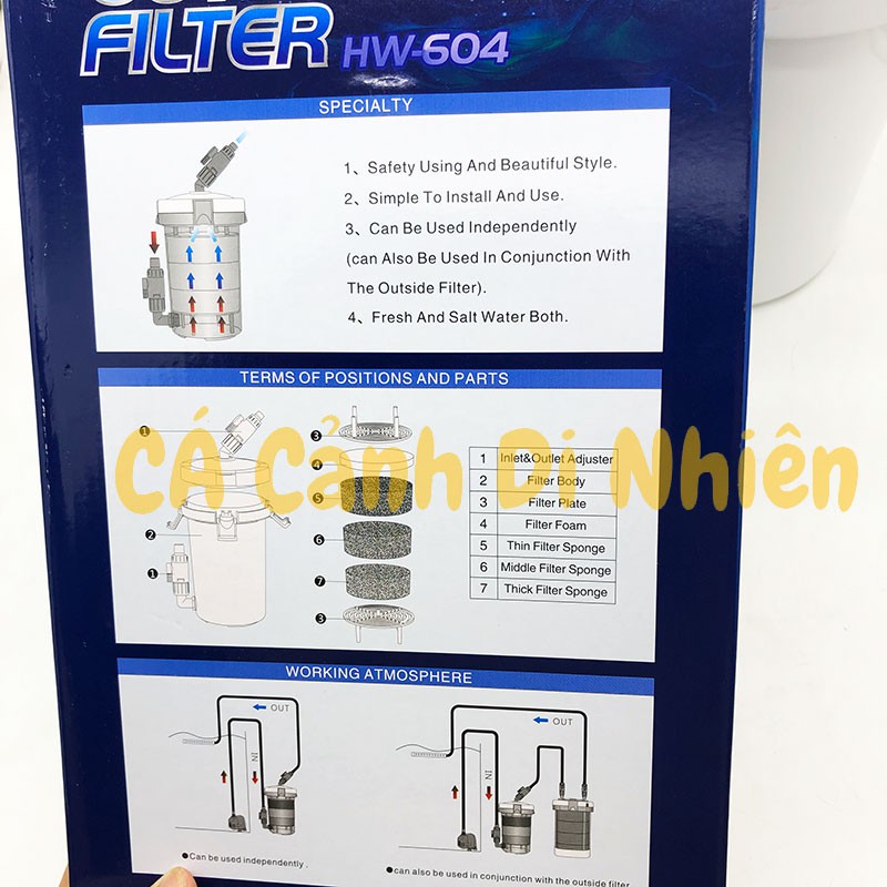 Hộp lọc phụ ngoài HW-604 không bơm - Out Side Filter Sunsun HW604 cho hồ cá