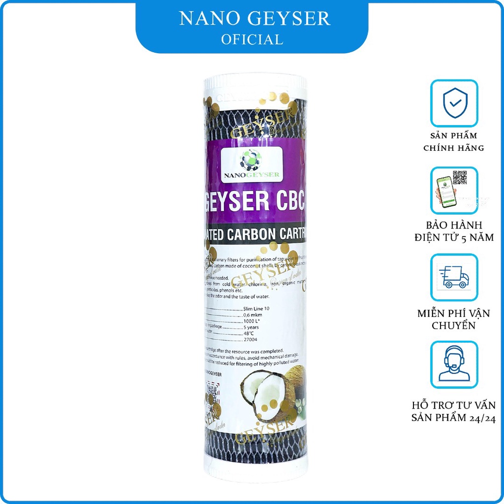 Lõi CBC Nano Geyser - Lõi lọc số 3 máy lọc nước Nano Geyser, Geyser Ecotar