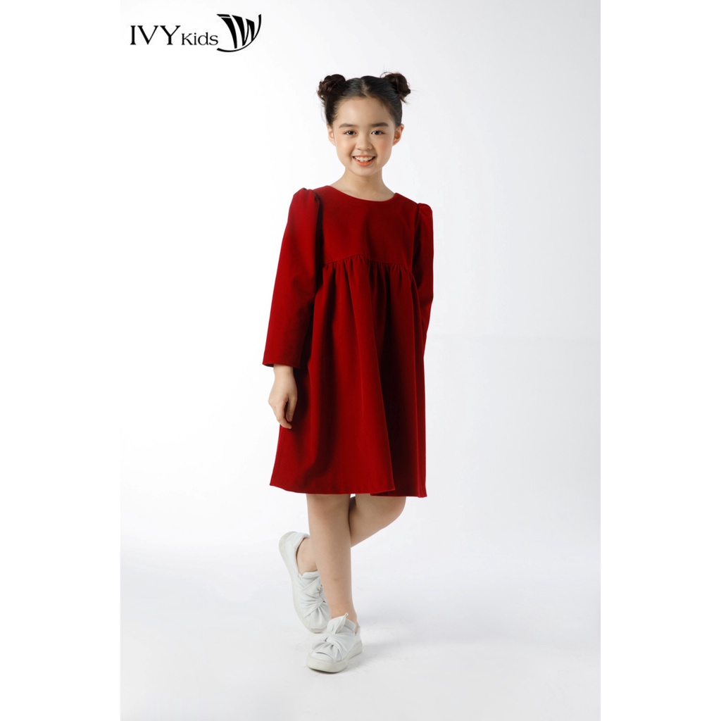 Đầm nhung xòe tay dài bé gái IVY moda MS 49G1441