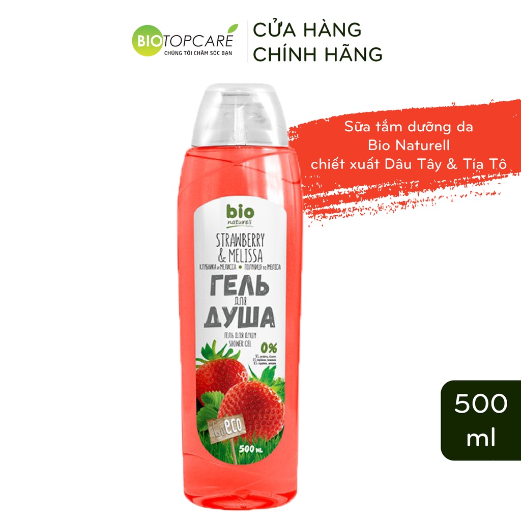 Sữa tắm Bio Naturell Dâu Tây và Tía Tô Đất thơm ngát 500ml - BioTopcare Official - TN141