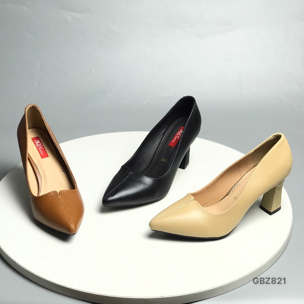 Giày công sở nữ BQ ❤️FREESHIP❤️ Giày cao gót thời trang mũi nhọn da mờ trơn xẻ mũi cao 7cm GBZ821