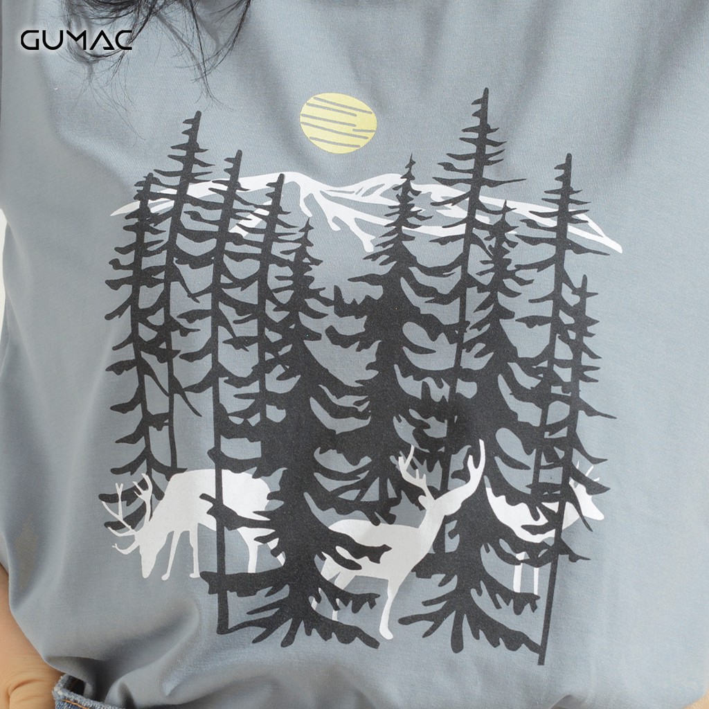 Áo thun nữ in họa tiết GUMAC form basic nhiều màu cá tính ATA628 | BigBuy360 - bigbuy360.vn