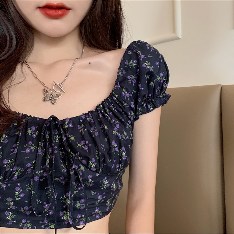Áo tay ngắn croptop + chân váy thêu hoa xinh xắn cho phái nữ（Order separately） | BigBuy360 - bigbuy360.vn