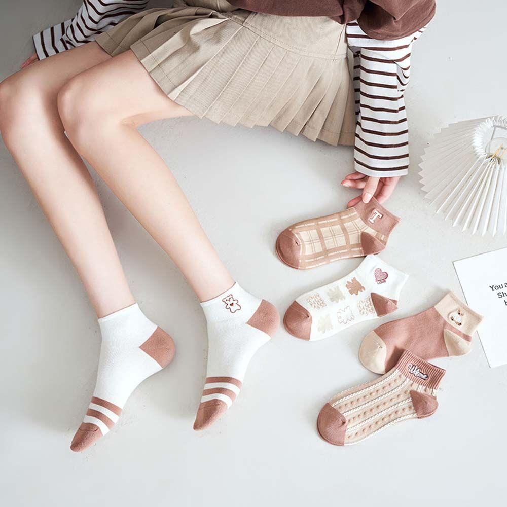 Vớ Cotton Cổ Thấp Thoải Mái Thêu Họa Tiết Hoạt Hình Dễ Thương