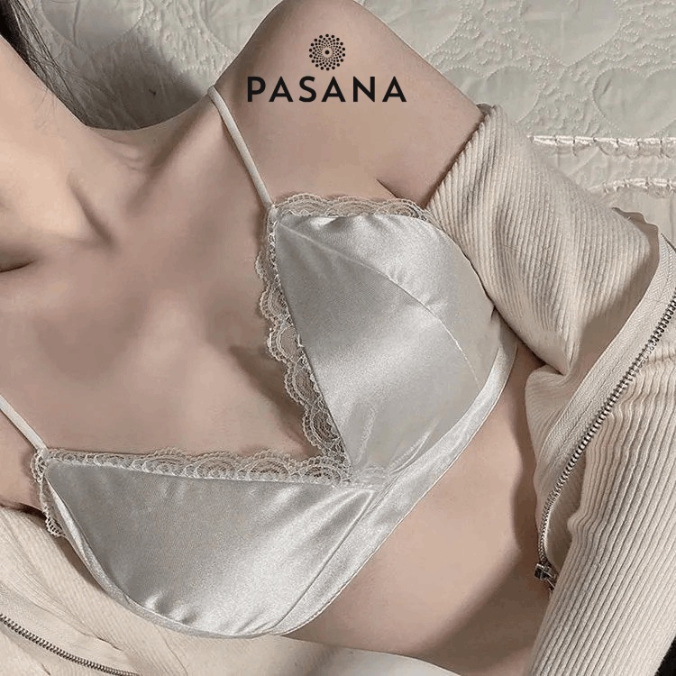 Áo bra Áo lót nữ bralette satin trơn mịn viền ren quyến rũ pasana0062