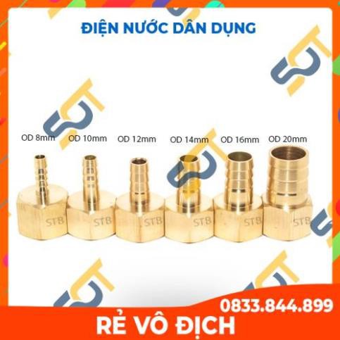 Ren trong 1/2 (21) đuôi chuột nối ống mềm - Đồng thau (Brass airline fitting female hose connector, béc búp RT)