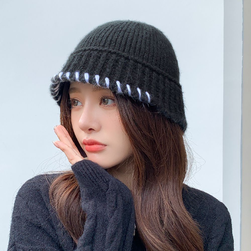 Mũ beanie giữ ấm màu trơn dễ thương cho nữ