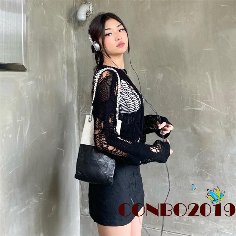 Áo Sweater Dệt Kim Tay Dài Cổ Tròn Màu Sắc Đơn Giản Cho Nữ