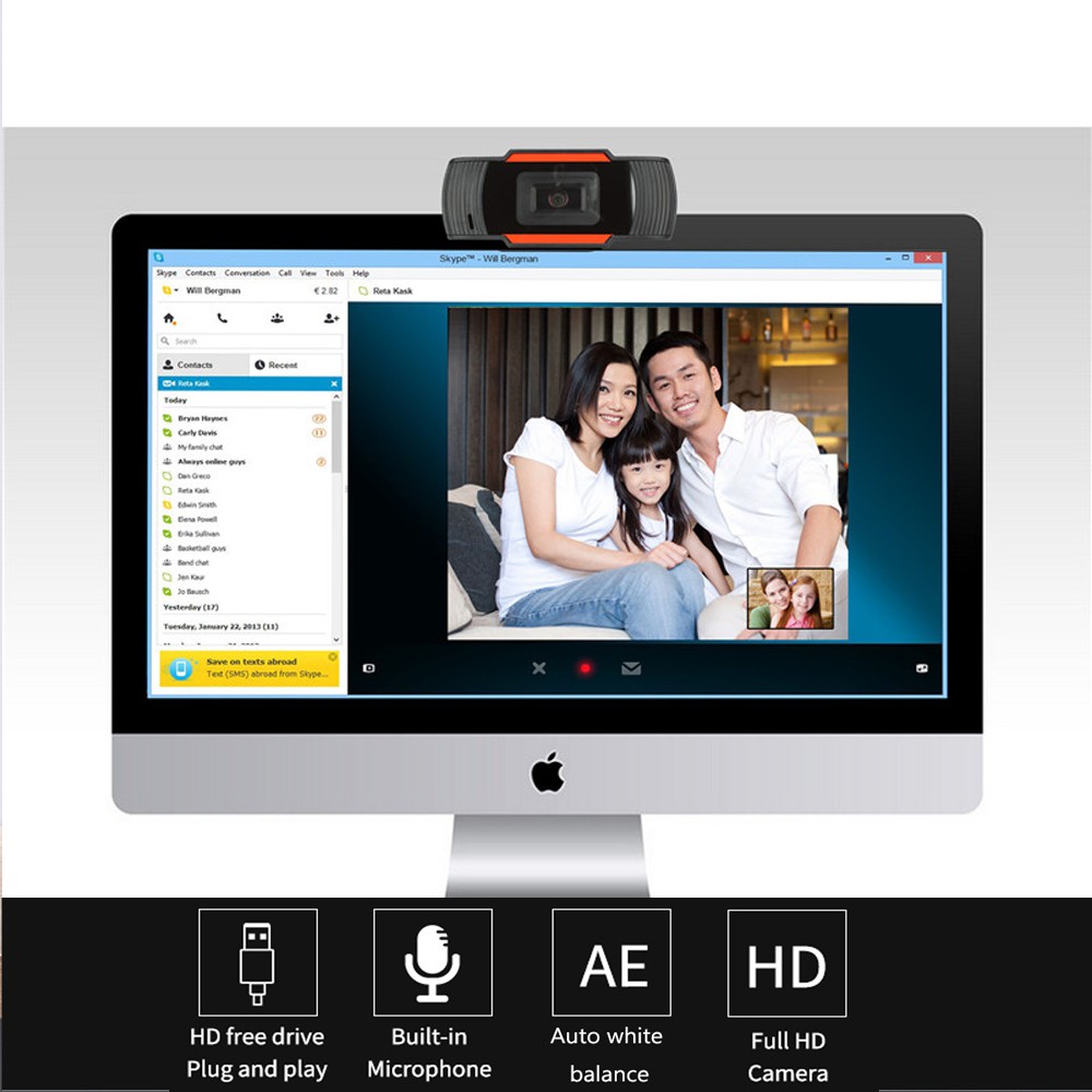 Webcam 1080p Hd Kèm Mic Cho Pc Laptop Skype Msn
