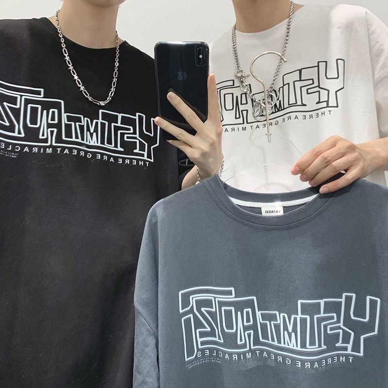 Áo phông unisex ,áo thun tay lỡ form rộng chất cotton in hình Y