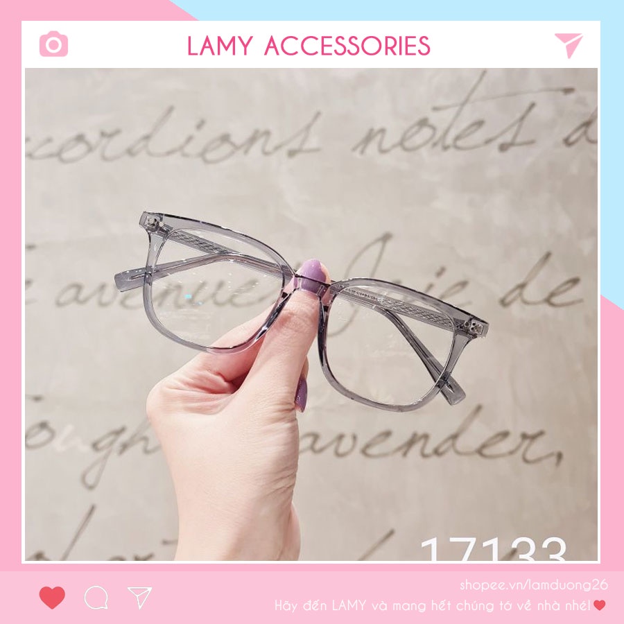 Gọng kính cận vuông bo góc lõi kim loại 17133 mắt kính thời trang nam nữ cao cấp LAMY