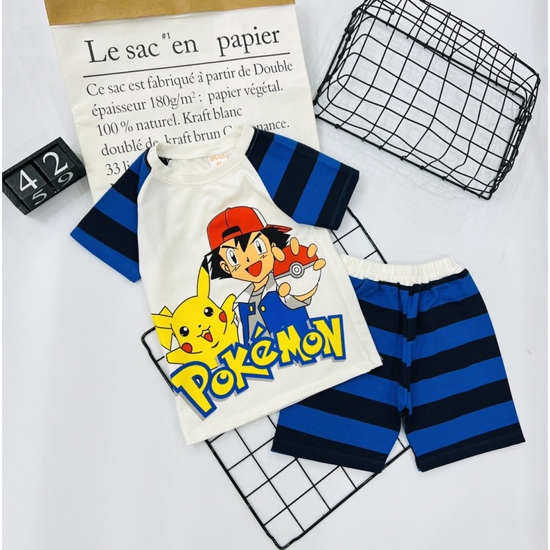 Đồ bộ cotton bé trai size đại 22-45kg phối tay Jennie kids J493