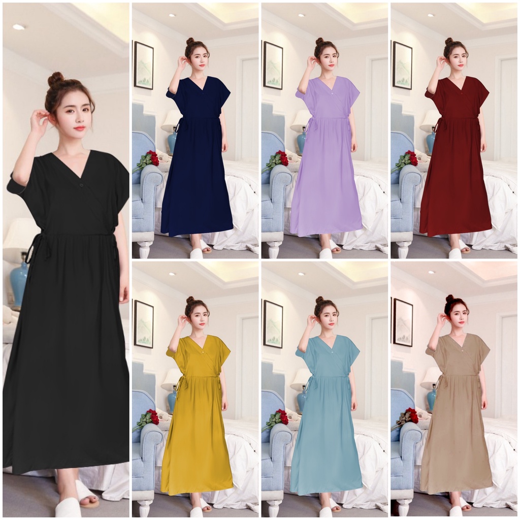Negligee kimono elsa Dây Đeo Mắt Cá Chân Dày Cao Cấp Mới Nhất 2022 Virus ld 110 Màu Trơn Có Nút Phía Trước Và Bên Trái Màu Hồng Vôi Màu Đen Mù Tạt matcha