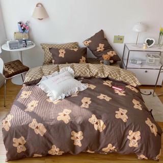 Bộ Đàn Gấu TEDDY NÂU set chăn ga gối COTTON LIVING 100% Hàn Quốc