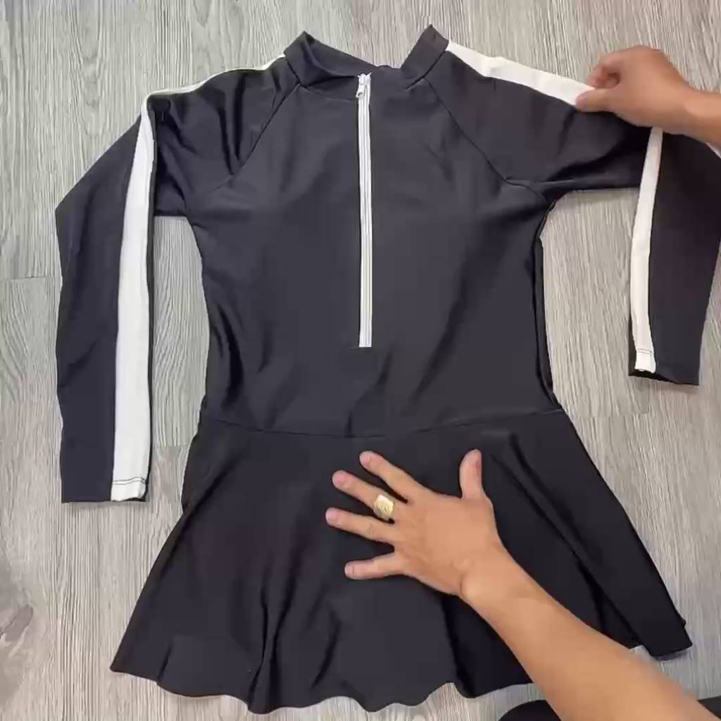 Đồ Bơi Nữ Dài Tay Chống Nắng Kín Đáo Cao Cấp ( Phối Tay Trắng ) | BigBuy360 - bigbuy360.vn