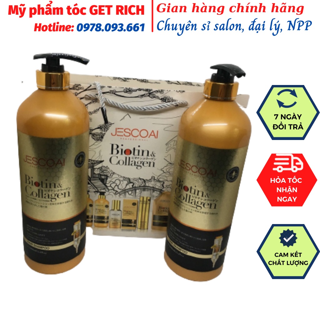 [Chính Hãng] Dầu Gội Xả Biotin collagen jescoal hương thơm nước hoa chống rụng tóc mọc tóc