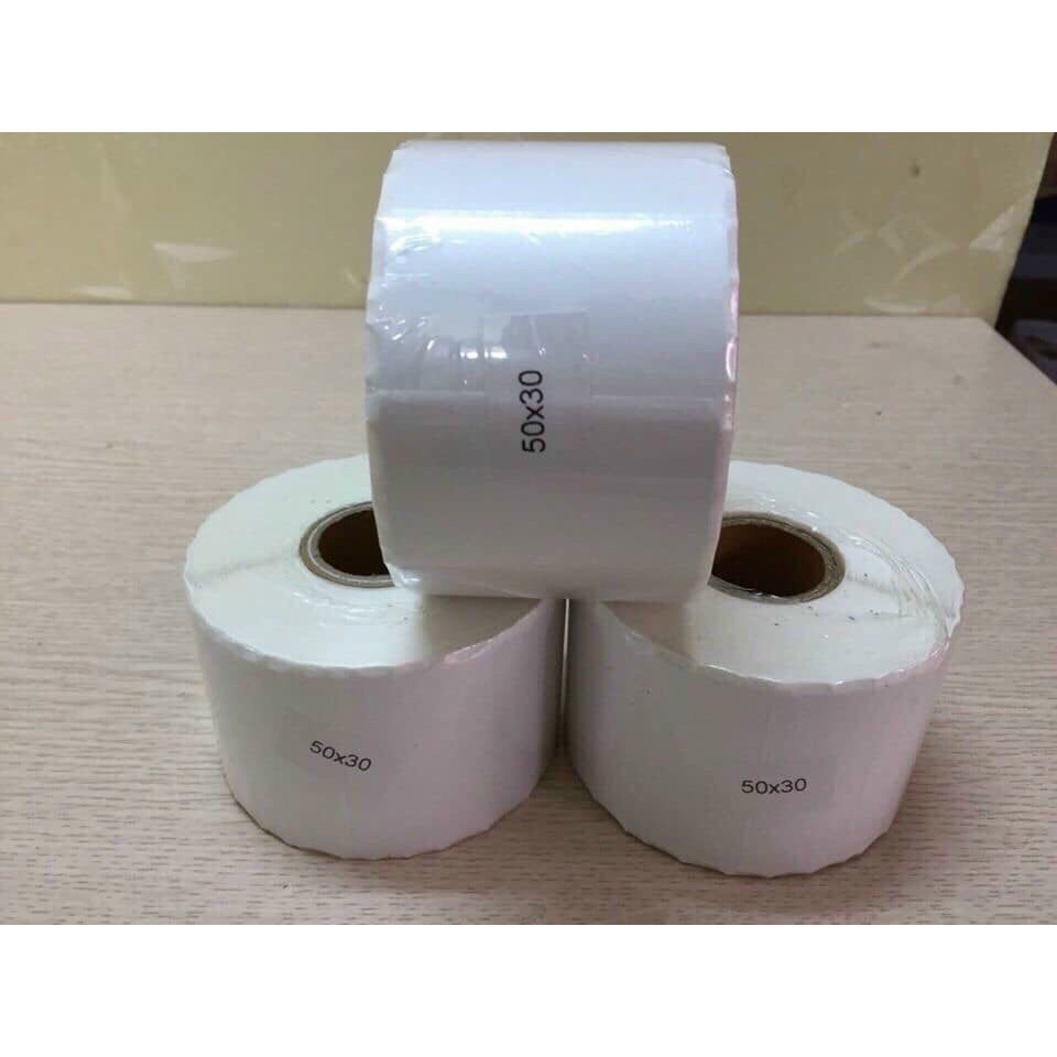 Giây in tem 50x30 - Tem nhiệt in tem nhãn, in mã vạch, in tem phụ 50x30mm - 5x3cm siêu rẻ