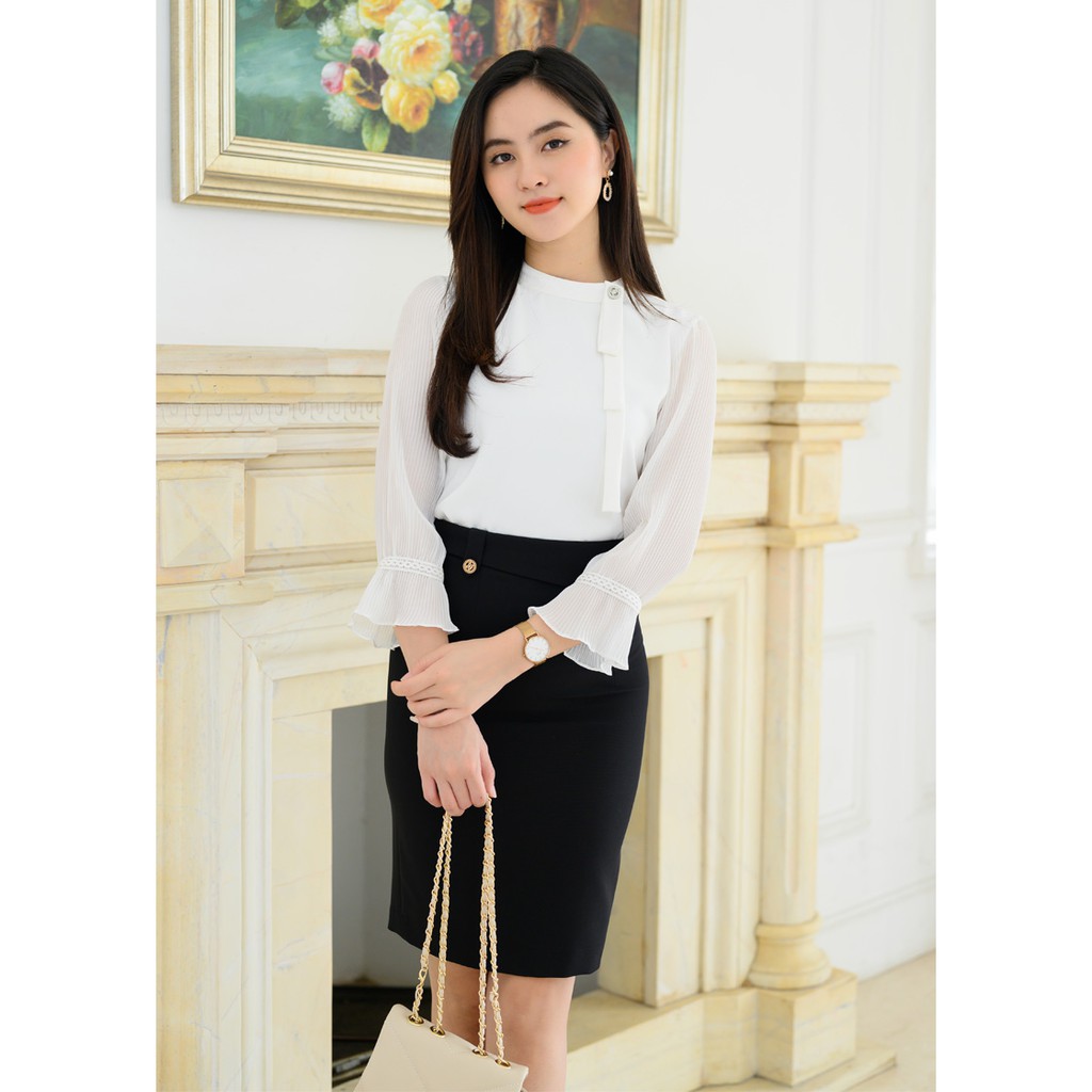 [Mã FASHIONMALLT4 giảm 15% đơn 150k] Chân váy dáng ôm đính cúc-LOZA LC01105 | BigBuy360 - bigbuy360.vn