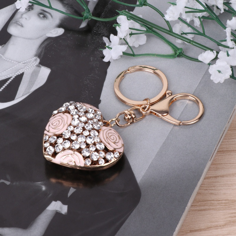 Móc Khóa Hình Trái Tim Đính Đá Phong Cách Thời Trang