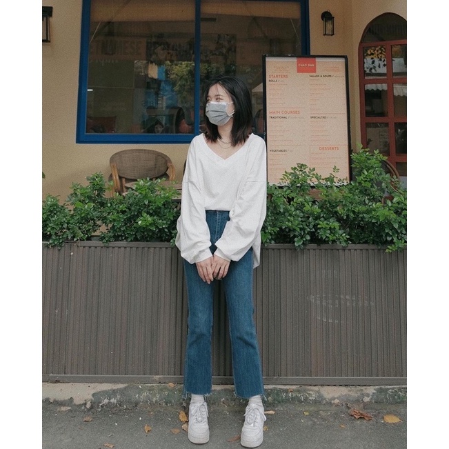 Áo trơn cổ tim