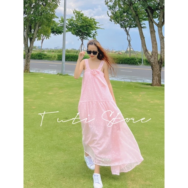 Đầm maxi 2 dây cột nơ MOCHI DRESS