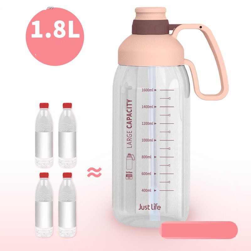 Bình nước cầm tay phong cách thể thao 1.8L/1800ml Bình đựng nước dung tích lớn nhựa Tritan cao cấp có ống hút và dây đeo