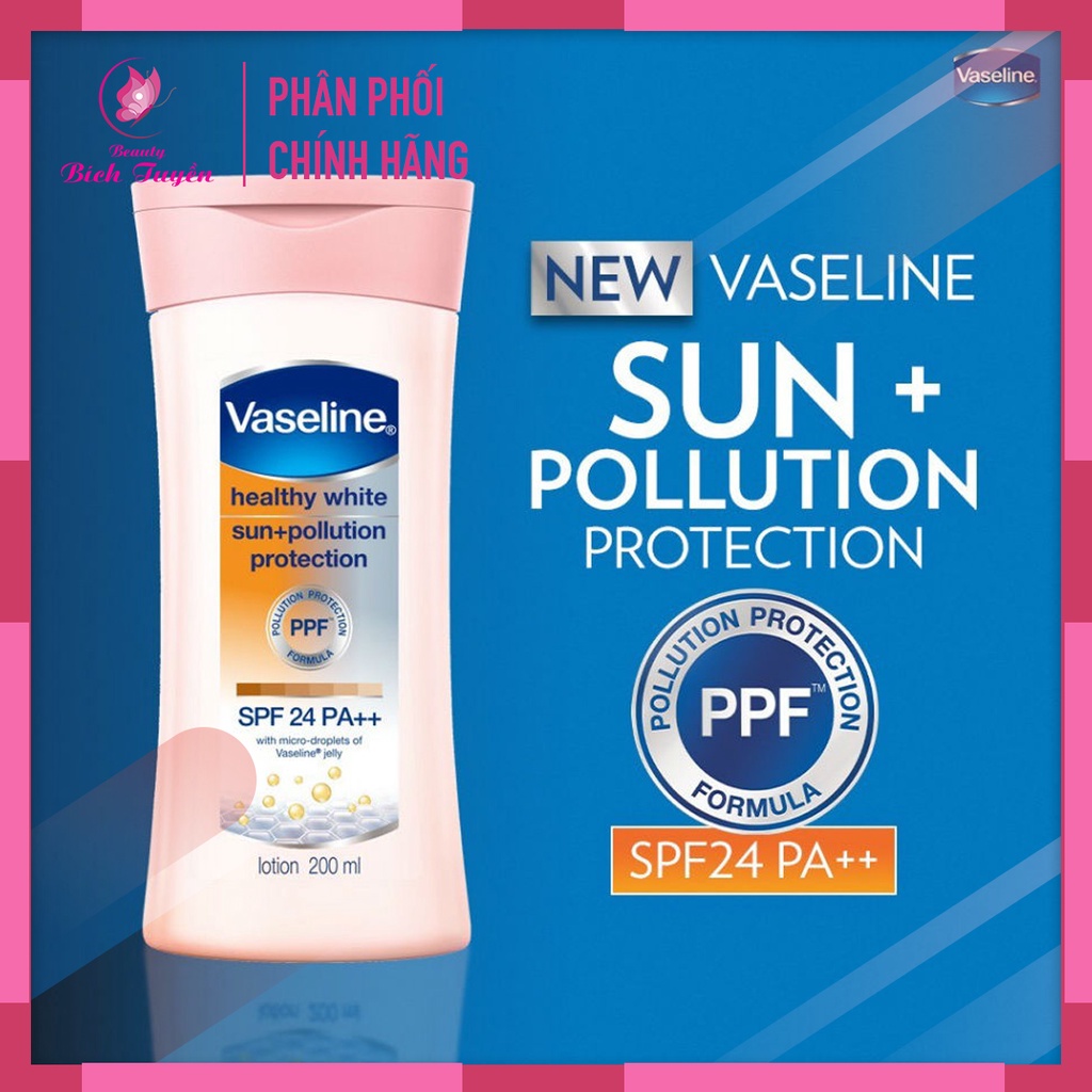 Sữa dưỡng thể trắng da Vaseline Healthy White Sun Pollution SPF24 200ml