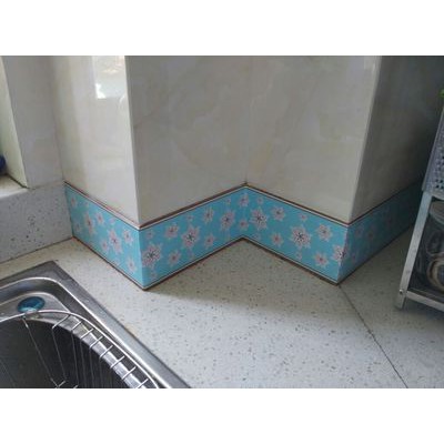 Cuộn 10m len dán viền tường keo sẵn hoa sáu cánh xanh sẵn (cao 10cm)