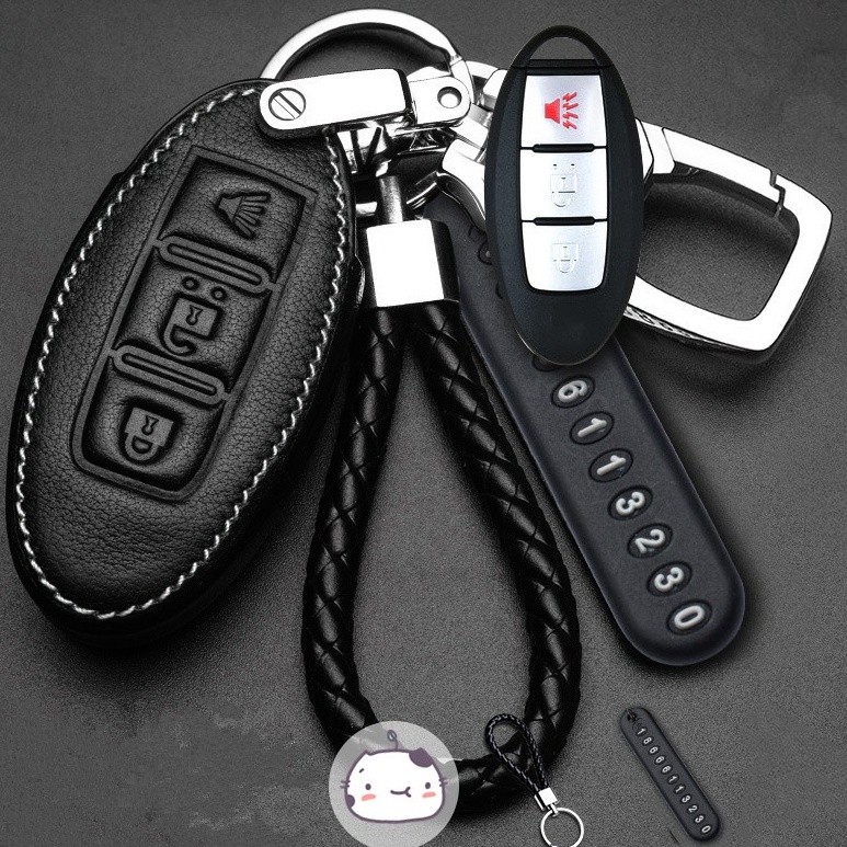 Bao da chìa khóa 3 nút cho xe hơi nissan qashqai sylphy xtrail teana livina tida