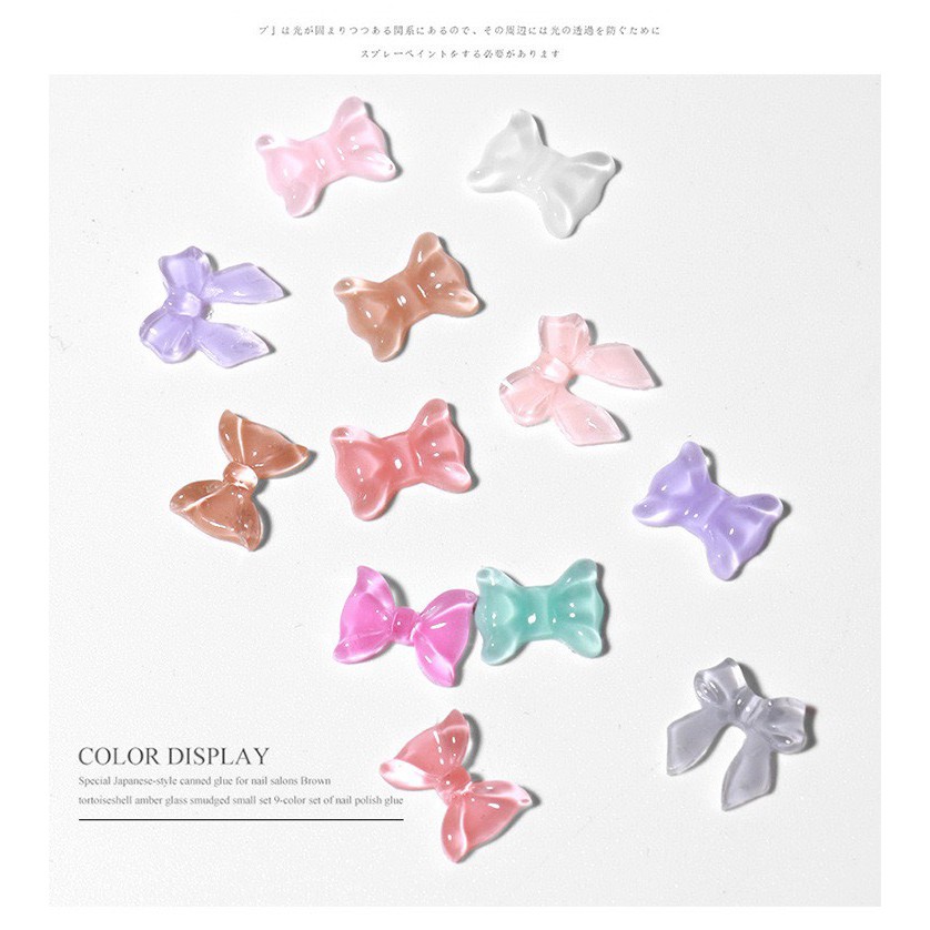 Set 8 viên Nơ Thạch Pha Lê Resin - Đàn Hồi Mềm Dẻo Ôm Phom Móng