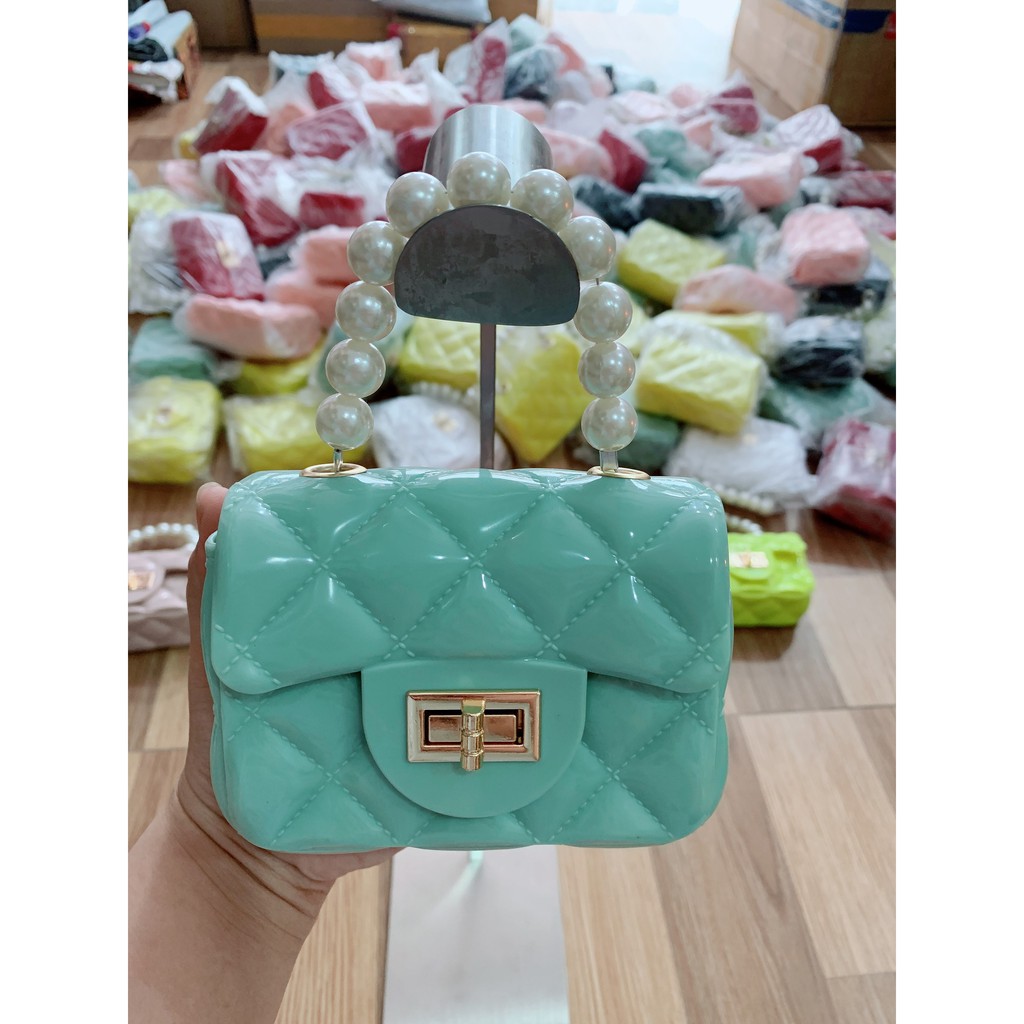 Túi Xách,Túi Đeo Chéo Mini Nhựa Quai Ngọc Siêu Xinh Cho Bé Gái Diện Tết Sành Điệu