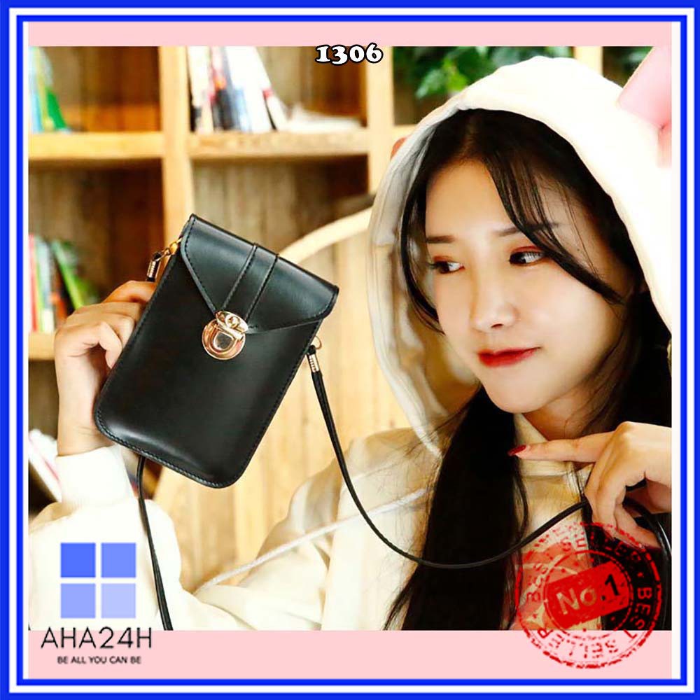 Túi đeo chéo hàn quốc⚡FREESHIP⚡túi mini da PU khóa cài form thuôn xinh xắn AH1306