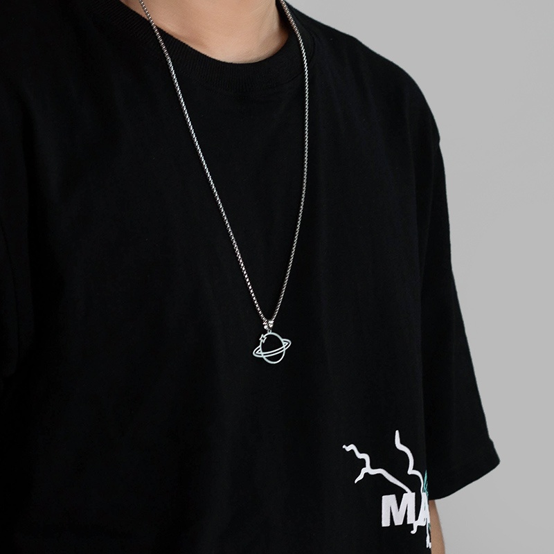 Vòng cổ mặt hình hành tinh phong cách hip hop đơn giản thời trang cho nam và nữ
