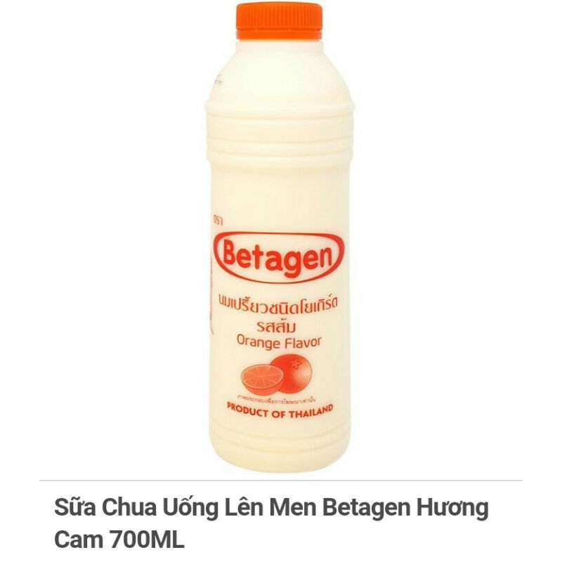 Sữa uống lên men Betagen hương dâu/ cam/ tự nhiên chai 700ml